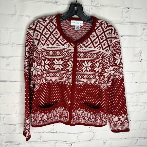 Croft & Barrow red medium petite winter cardigan - Picture 1 of 5